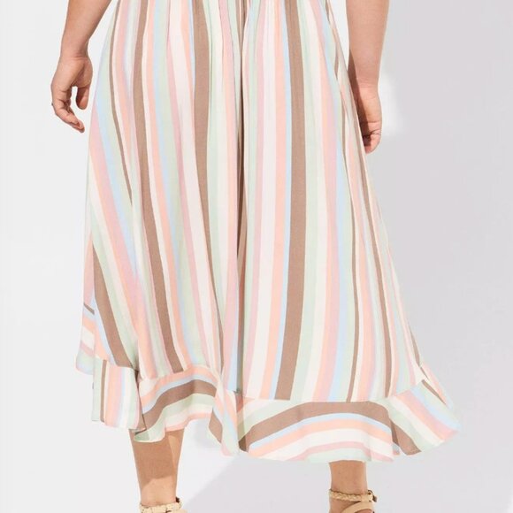 Torrid Womens High Low Two Piece Midi Challis Dress Striped Off Shoulder Size 2X - Picture 4 of 10